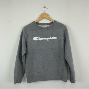 Champion Grey Sweater Pullover Heritage Long Sleeve Sweat Shirt